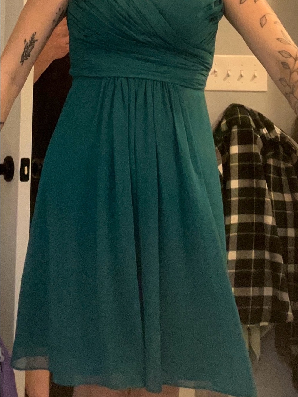Women's Teal Chiffon A-Line Dress